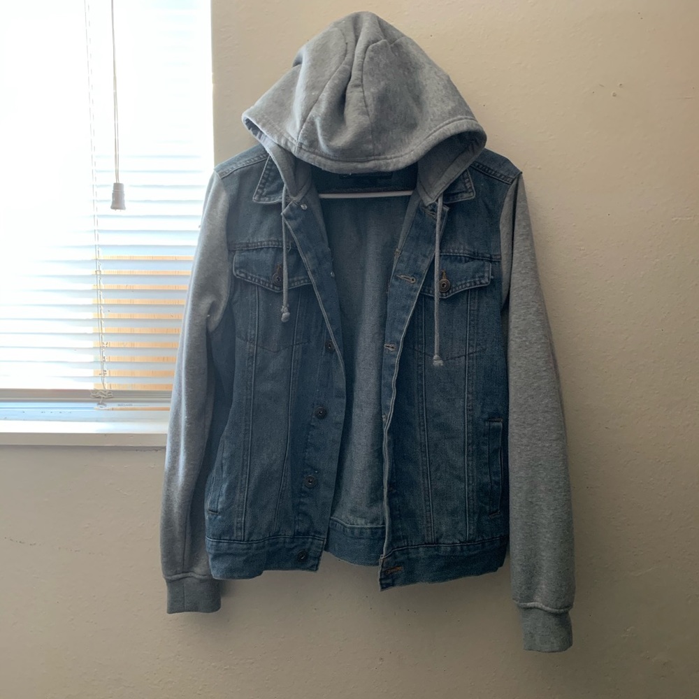 Hoodie denim jean jacket